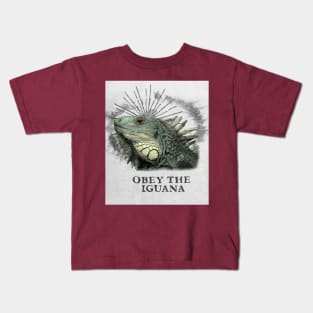 Funny Iguana Design - Obey The Iguana Kids T-Shirt